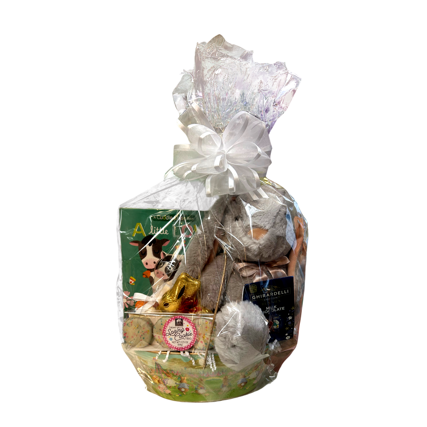 Orthodox Easter Basket Grey Floral Bunny