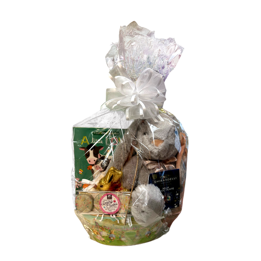 Orthodox Easter Basket Grey Floral Bunny