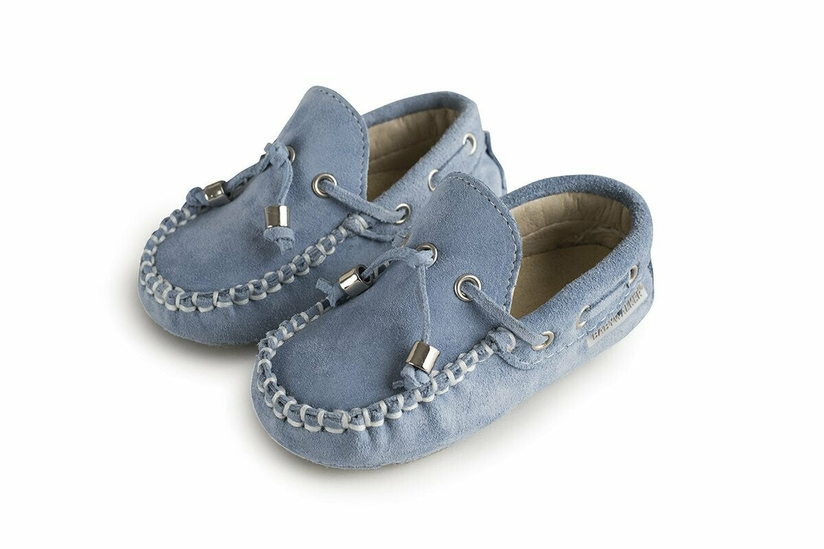Baby blue suede loafer