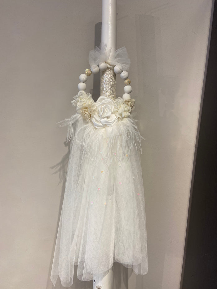 IVORY LACE, FLOWERS AND FEATHERS LAMBADES