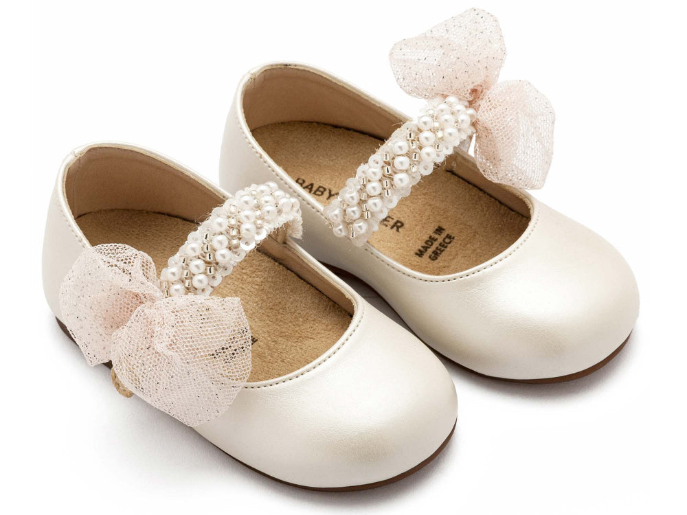 BS3596 BABYWALKER Pearl Embelished Ballerinas
