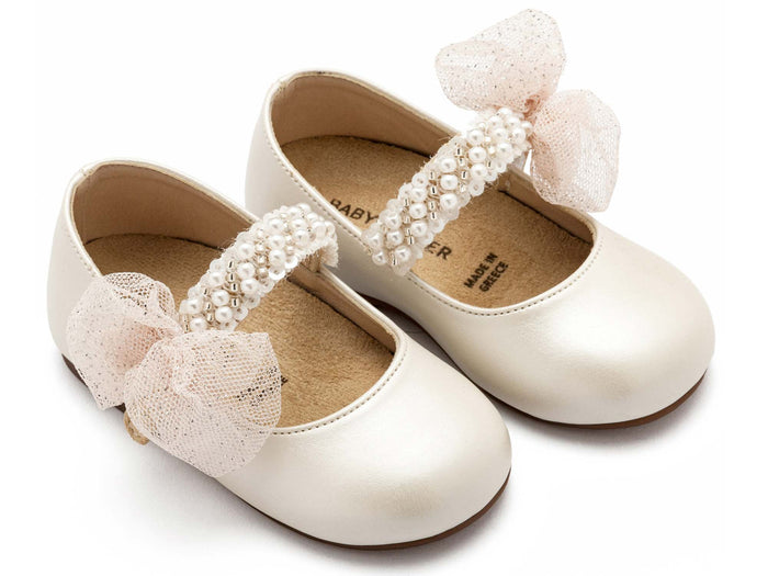 BS3596 BABYWALKER Pearl Embelished Ballerinas
