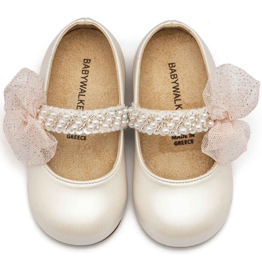 BS3596 BABYWALKER Pearl Embelished Ballerinas
