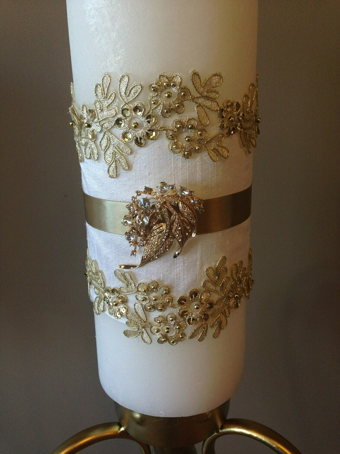 Gold laced pillar candles