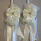 Lace pearl bow wedding candles