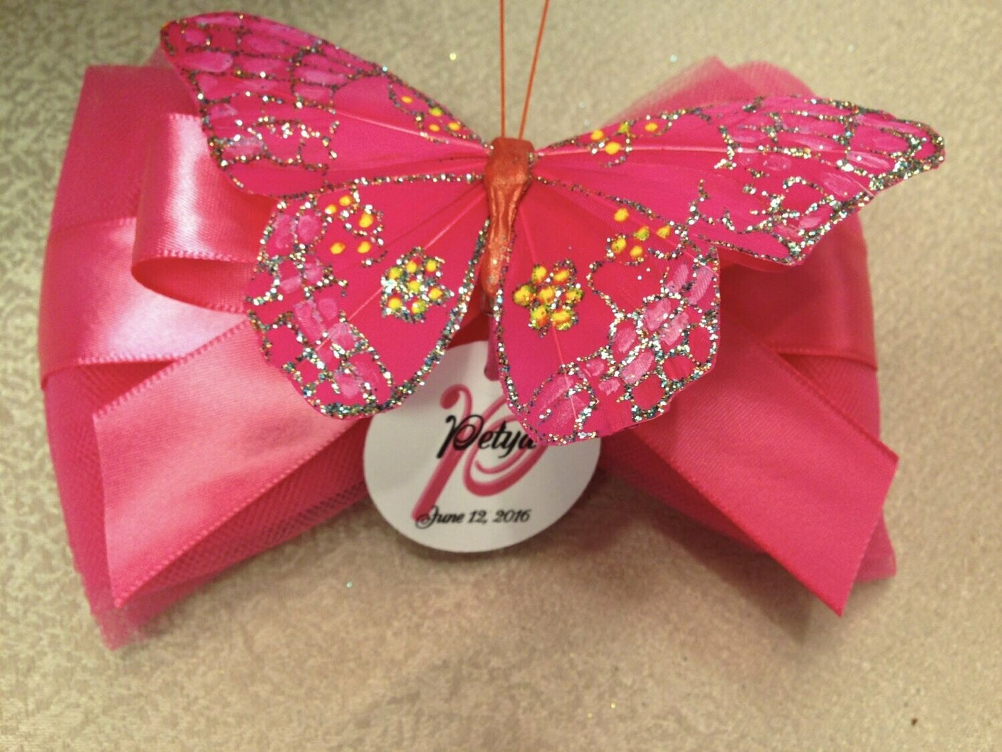 Fuschia Butterfly baptism favor