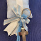 Baby blue linen pillow favors