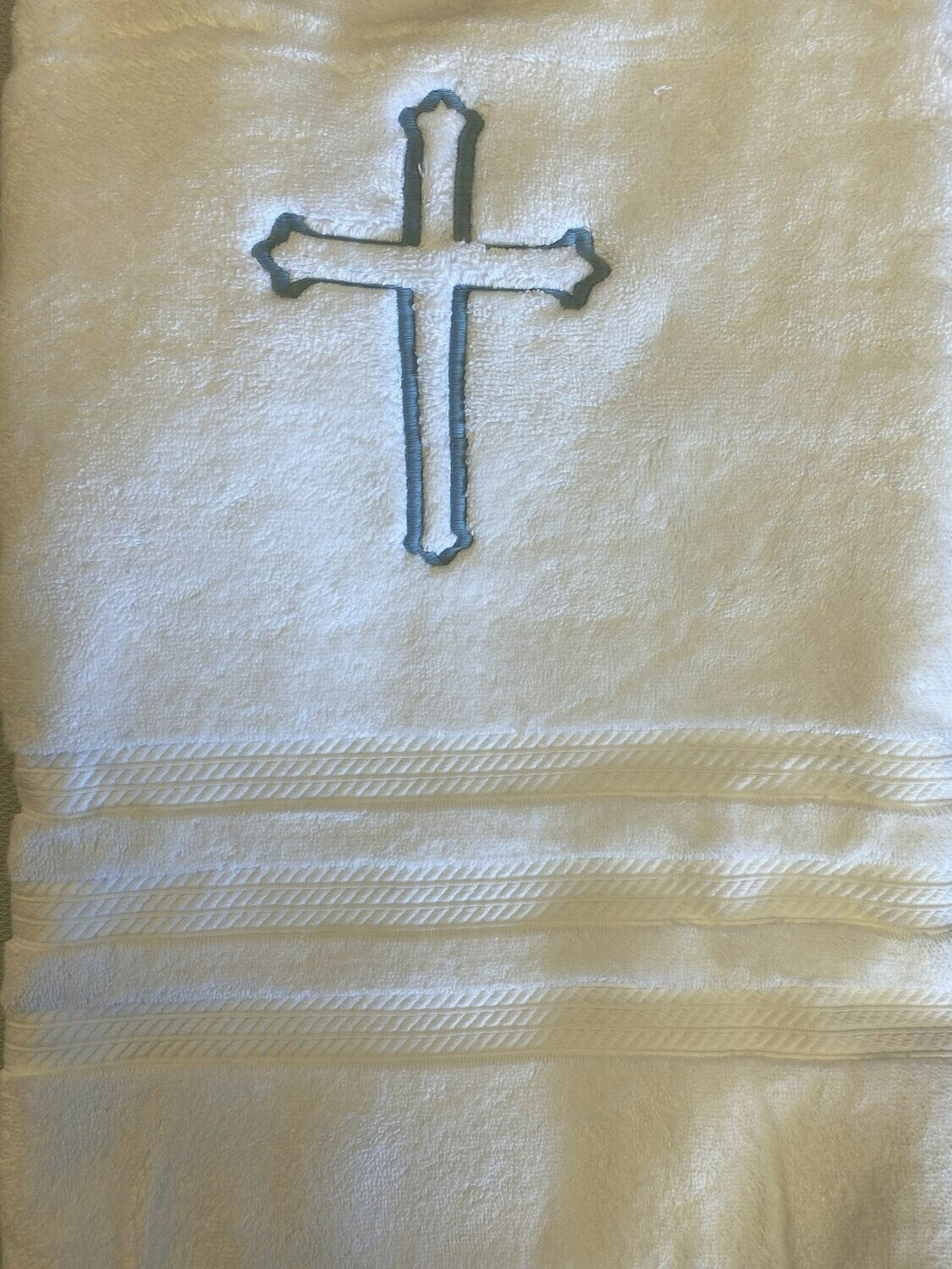 Baptismal Embroidered Cross Towel