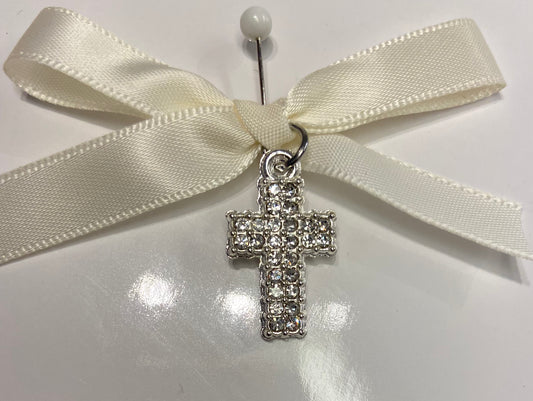 PAVE RHINESTONE CROSS WITH RIBBON