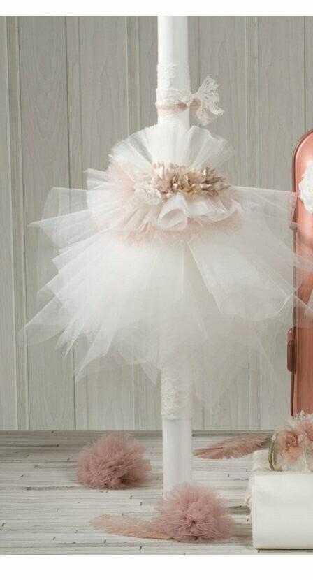 OFF WHITE TULLE WITH ROSE GOLD ACCENTS